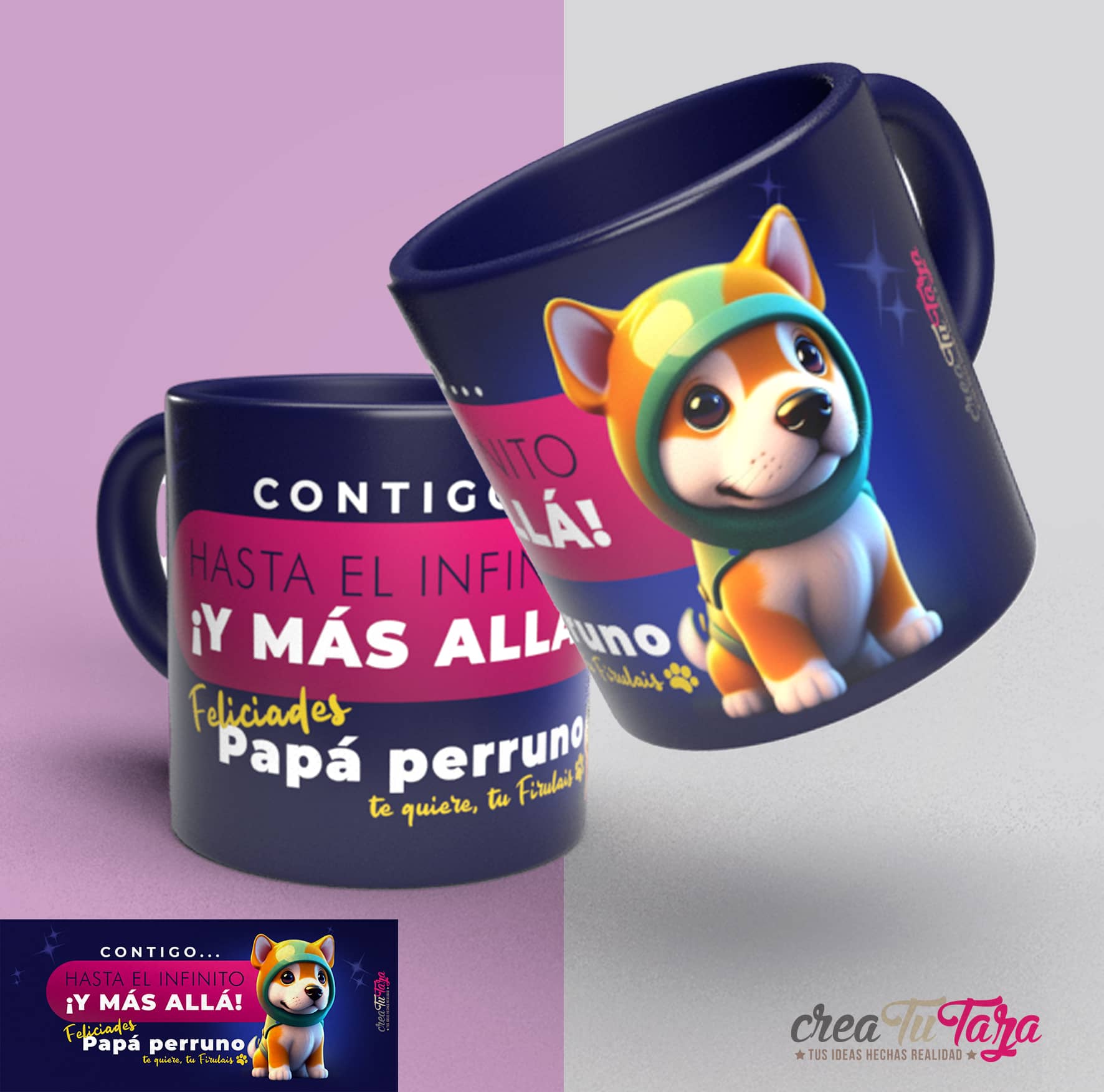 Taza día del padre Perrito Espacial -